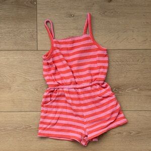 Cat & Jack Girls' Pink & Coral Stripe Terry Romper